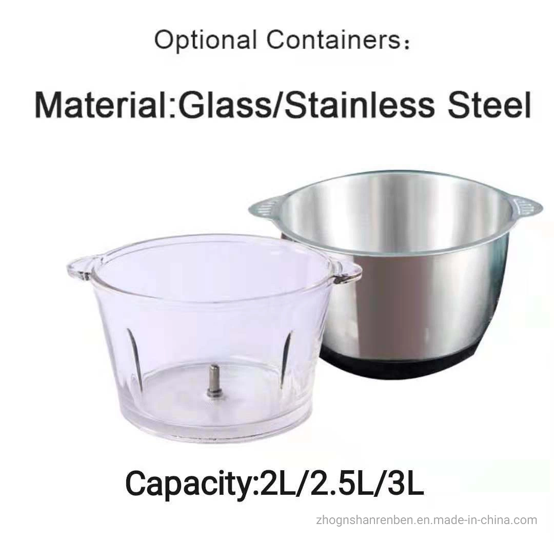 Carcasa de plástico de cocina multifuncional de 2.5L de plástico grado procesador de alimentos, la carne vegetal del picador picador con tazón de vidrio.