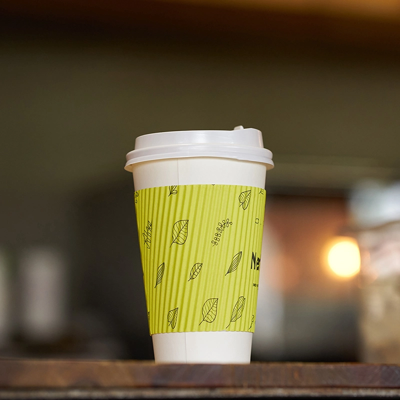 Disposable and Portable Eco-Friendly Ripple Wall Paper Cup for Tea Coffee