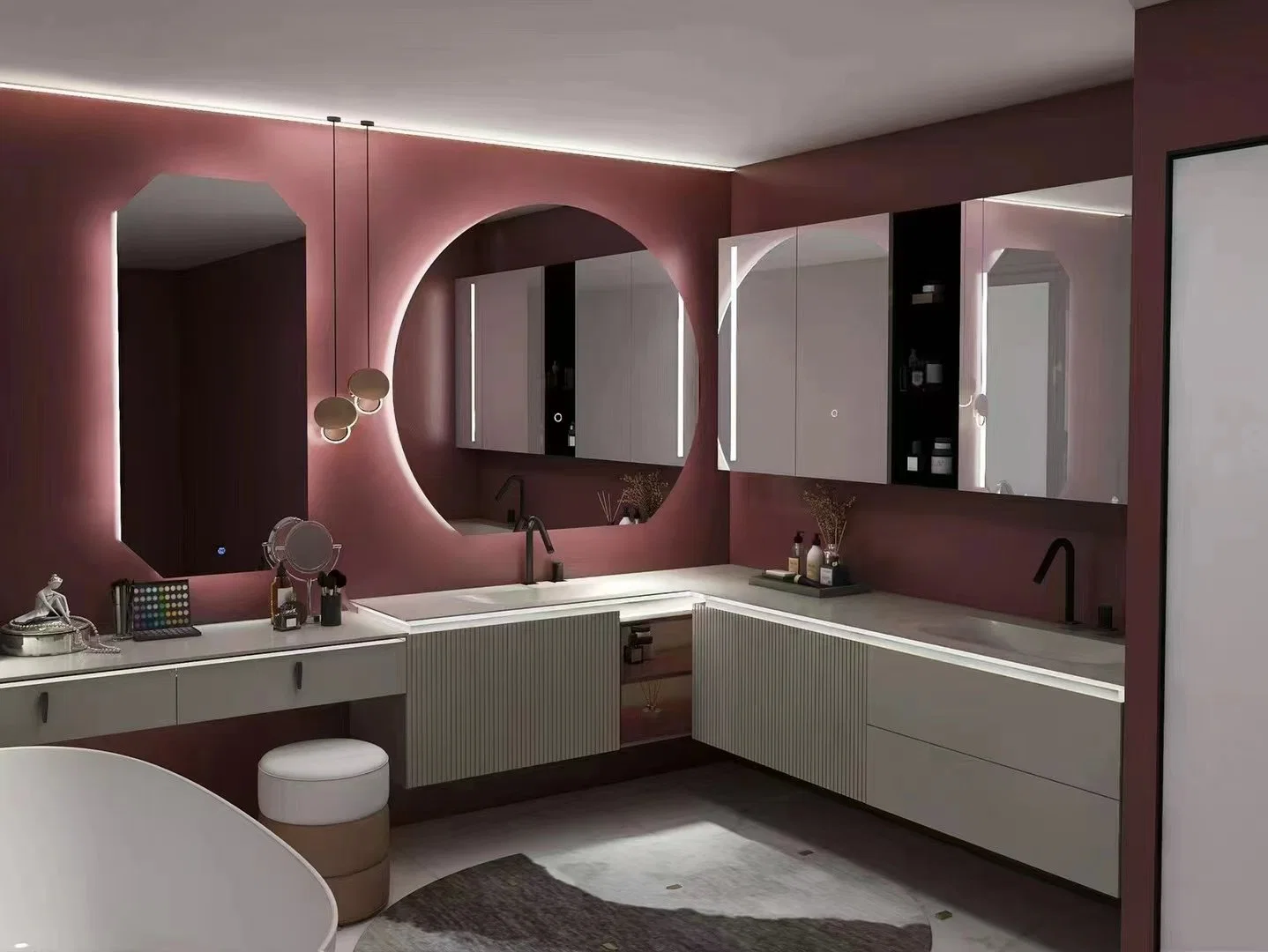 Современный стиль высококачественный фанера Деревянная мебель для ванной комнаты шкаф для ванной комнаты