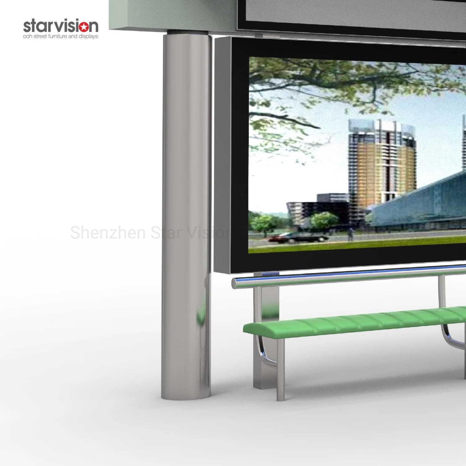 Starvision Acero inoxidable LED iluminado Smart Bus Shelter con Banco Para la ciudad urbana