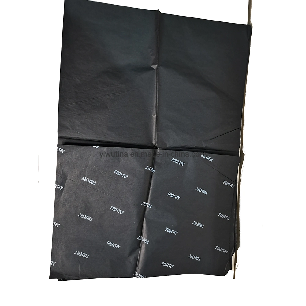 Personalized Design Black Recycled Wrapping Tissue Paper with Silver Logo