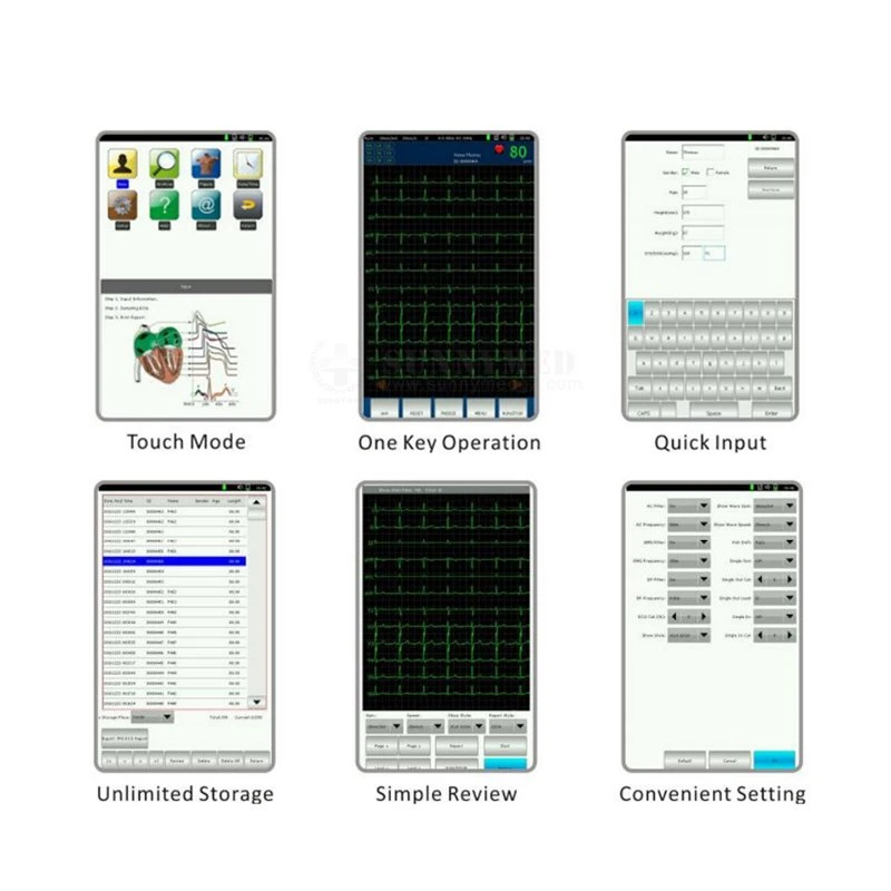 Sy-H006 Medical electrocardiógrafo máquina de ECG 3 Canales 6 canales de ECG portátil