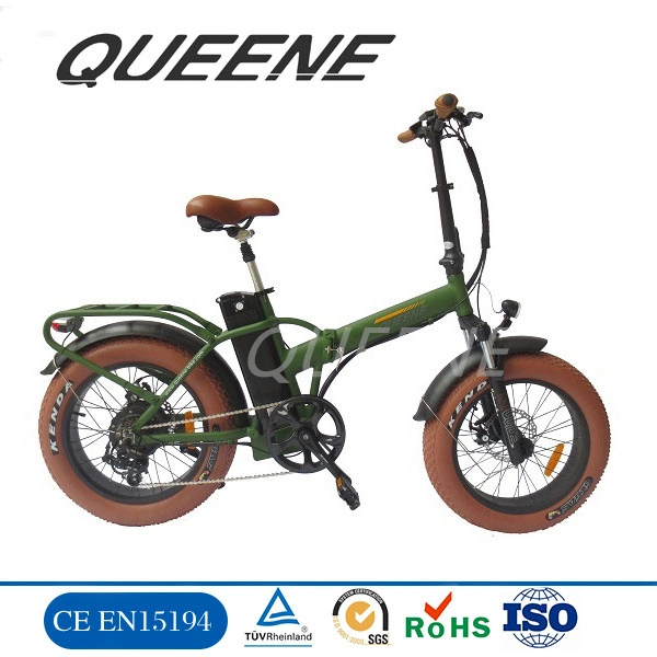 Queene 20 Inch Folding Lithium Battery Snow Bike 7-Speed Fat Tire E-Bike Mini Bicycle Customized Wholesale Changeable Bike