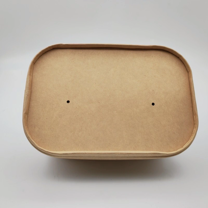 Hochwertige 500ml Kraft Einweg Schüssel Take Away Papier Mittagessen Einweg-Lebensmittelbehälter Brown Kraftpapier Schale Suppe Salatschüssel Mit Papierdeckel für bestehenden Verkauf