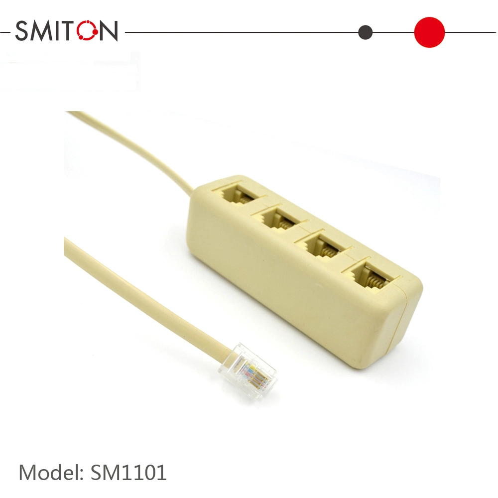 4 Ports Rj11 Male to 4 Female Extension Cable