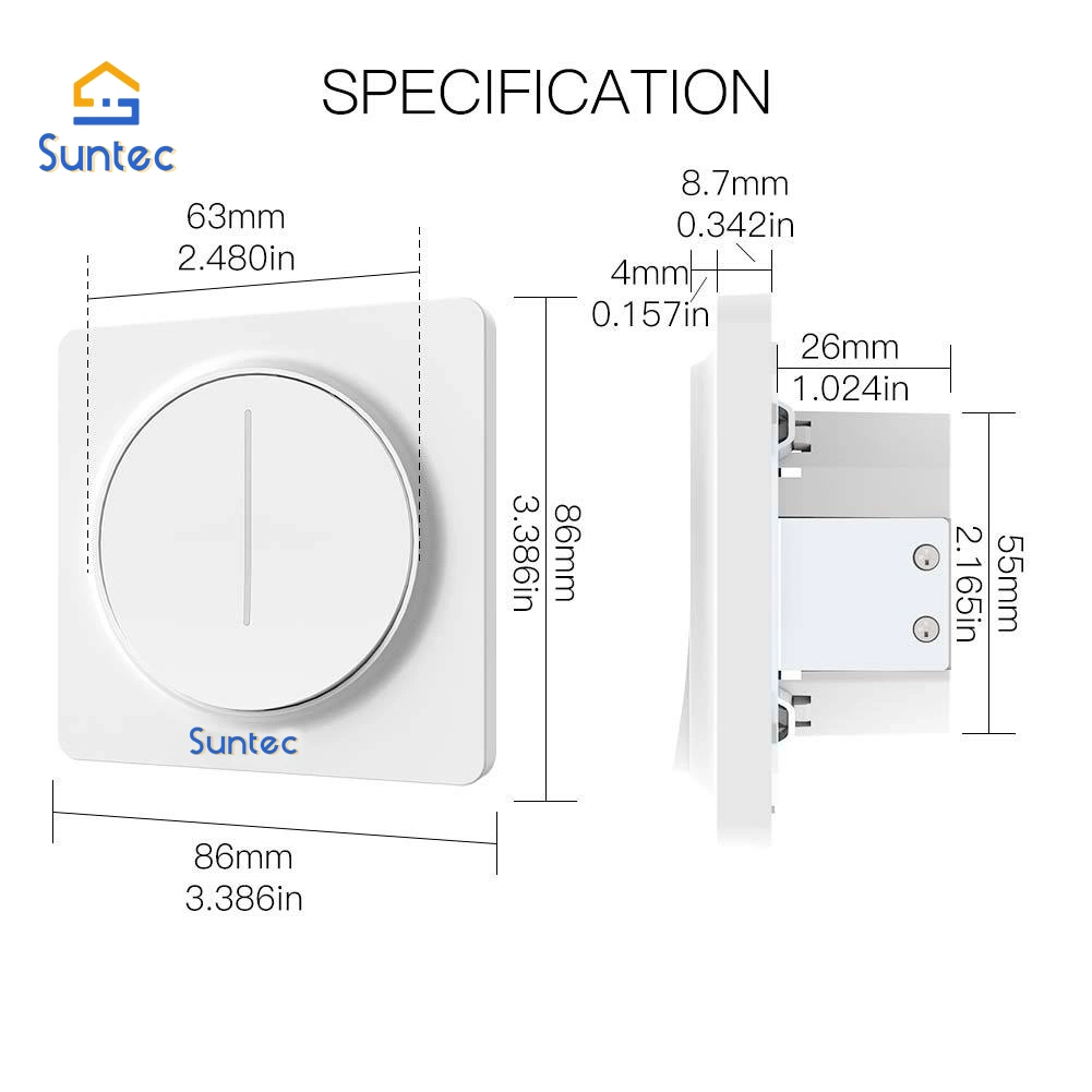 WiFi/Zigbee Smart Touch LED Luz Ventilador interruptor de luz atenuador y. Control de RF