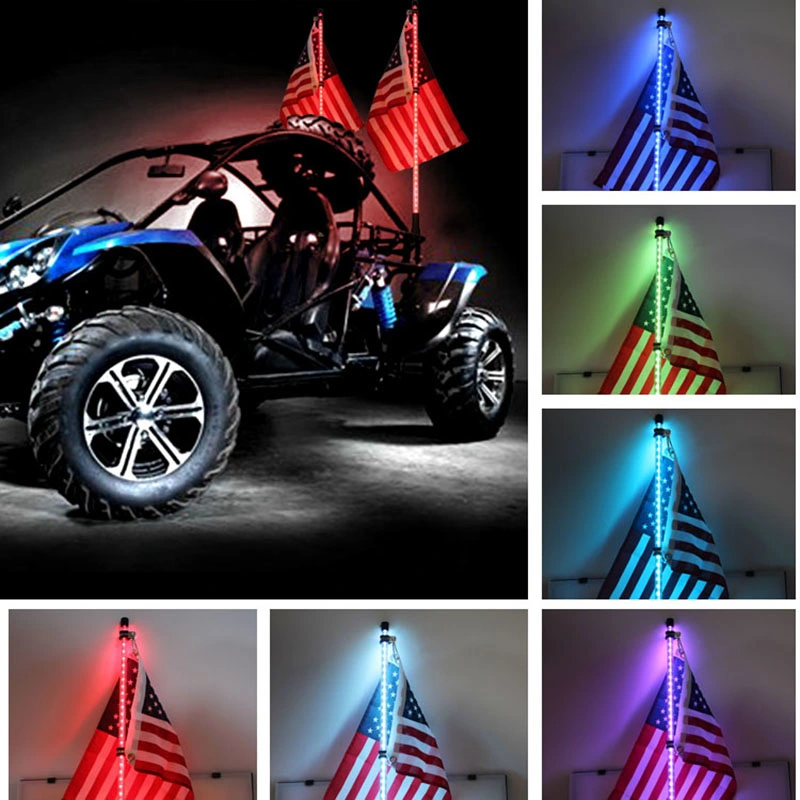 2FT 3FT 4FT 5FT 6FT LED Whip Light 4X4 LED Dancing Chasing Light Spiral APP Control off Road Antenna LED Lighted Whip for off Road ATV Trucks Boat