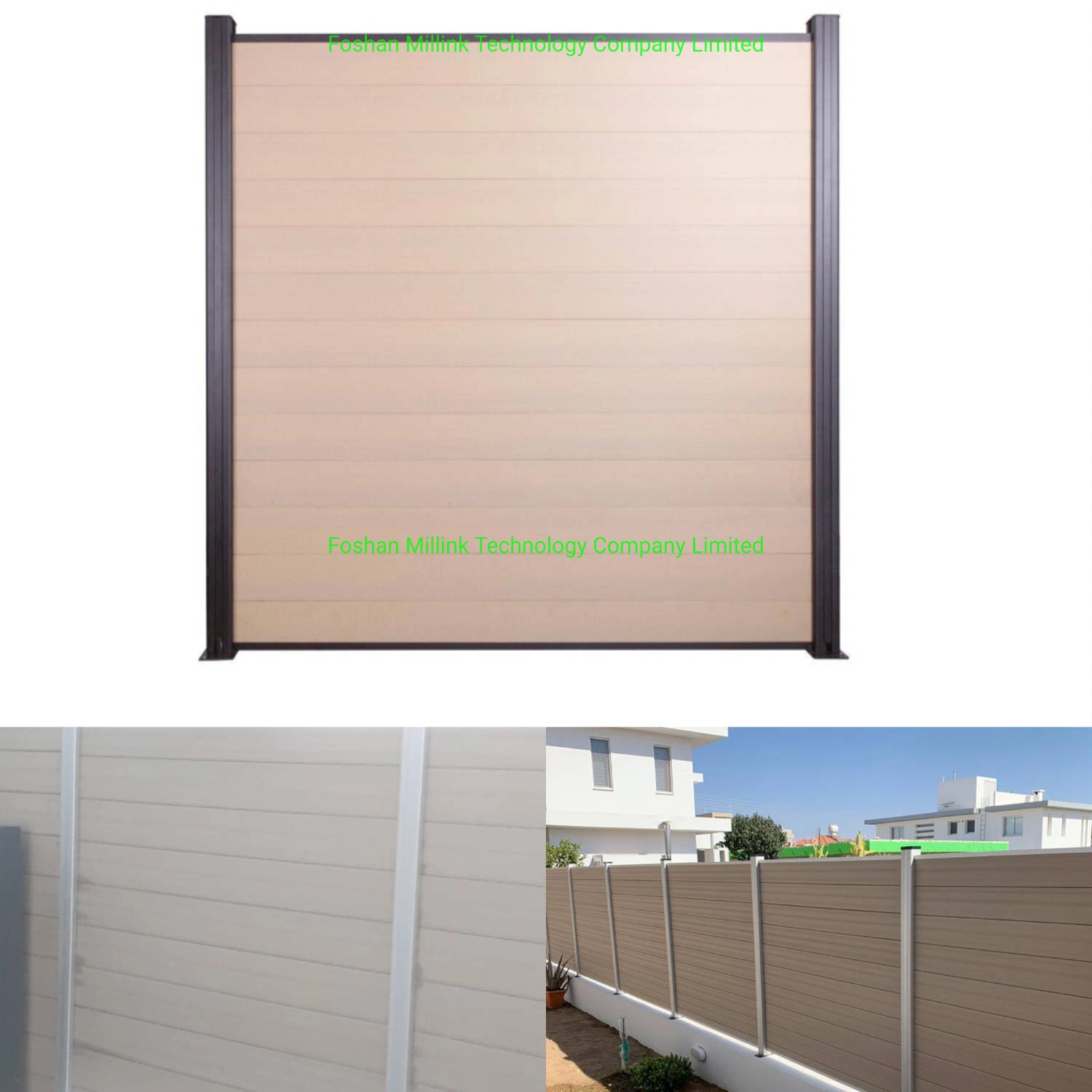 Alu Aluminium Post Wood Grain WPC Plastic Composite Panels Fencing Outdoor Garden Fence Fencings Waterproof Anti UV