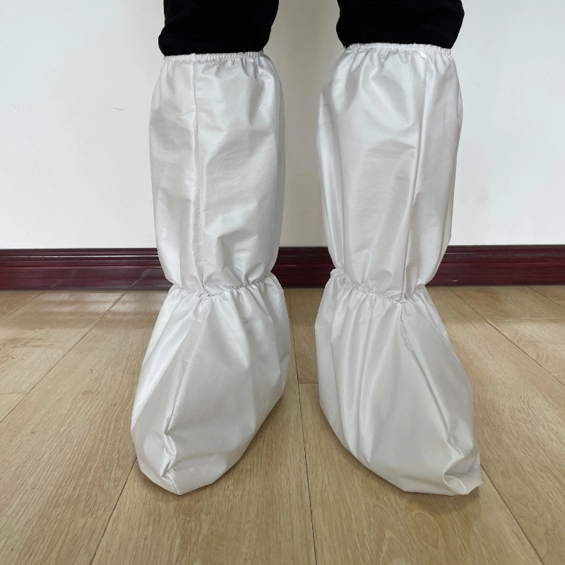 White Disposable Boot Covers Anti Static Long Booties Shoe Covers Free Sample Supplied