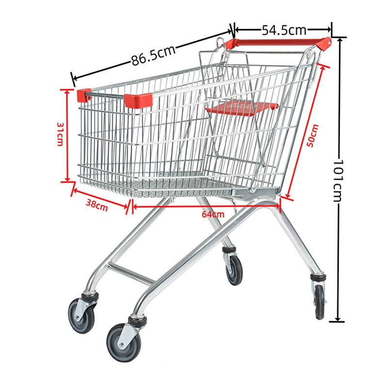 Metall-Handwagen Supermarket Warenkorb mit Rädern CE-Zertifizierung