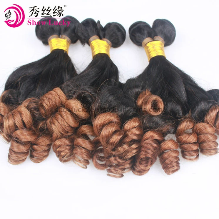 Natural Indian Funmi Human Hair Products Ombre Color 1b/30 Mayoristas Cabello indio virgen crudo Fumi Curly Romance