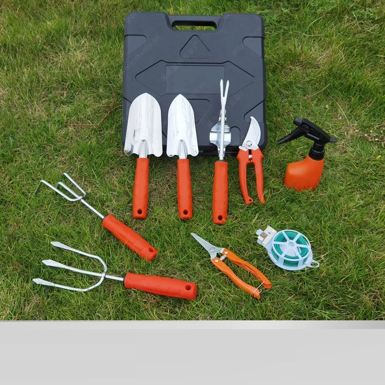 Garden Tools Set Flower Print Aluminium Gardening Tools with Trowel Transplanter Rake Weeder Pruner Shears Sprayer 9PC