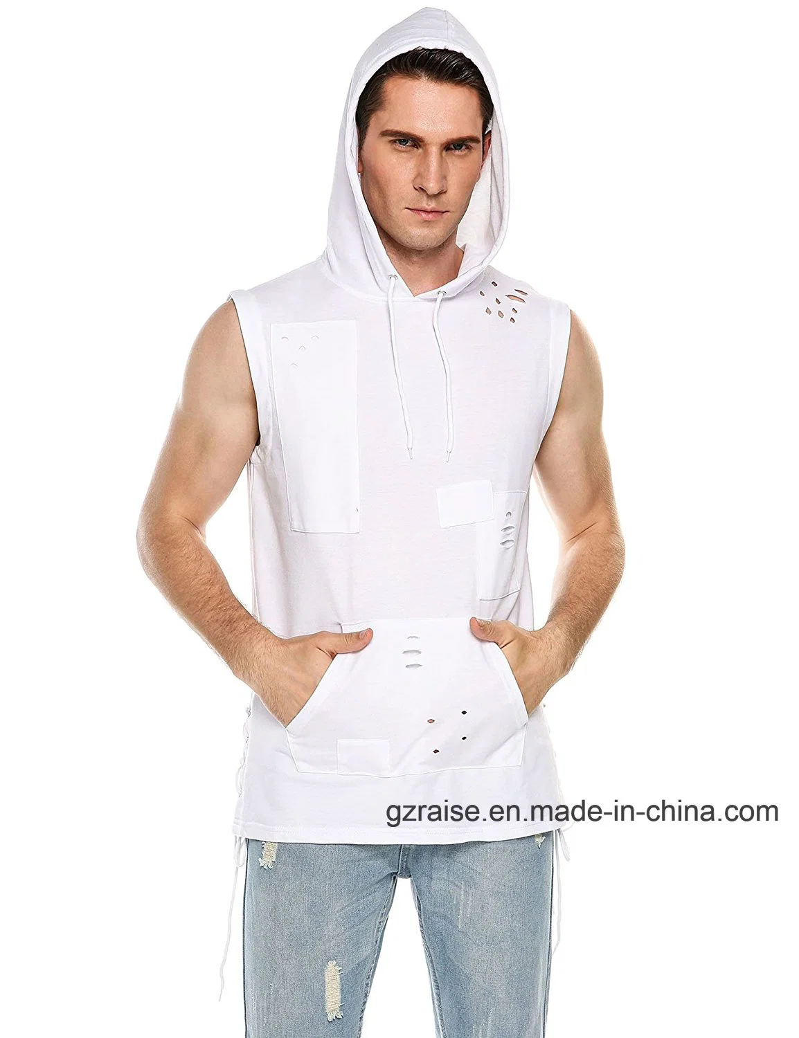 OEM New Design Men's Sleeveless Fashion Hooded Casual Tank Top