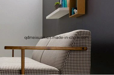 Double Nordic Country Real Wood Japanese Sitting Room Cafe Three Bedroom Cloth Art Sofa (M-X3336)