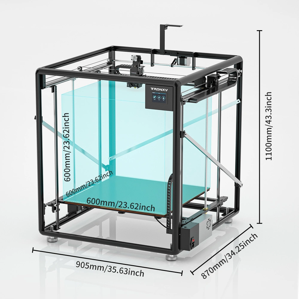 De gran tamaño de grado industrial 600*600*600 mm de doble eje Z impresora 3D.