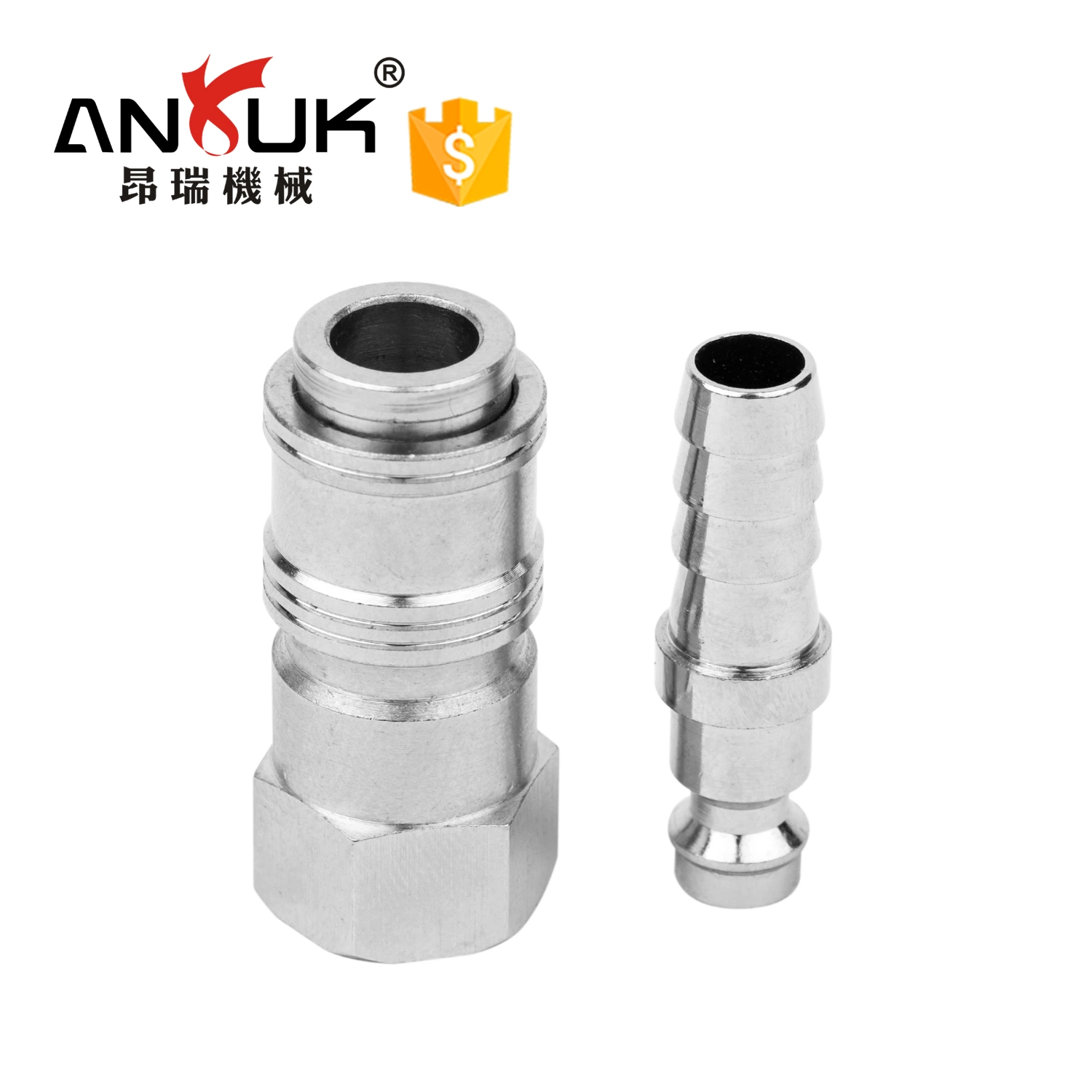 Fast One -Touch Hose Fittings Iron Quick Pneumatic Disconnect Coupling for 4mm-35mm