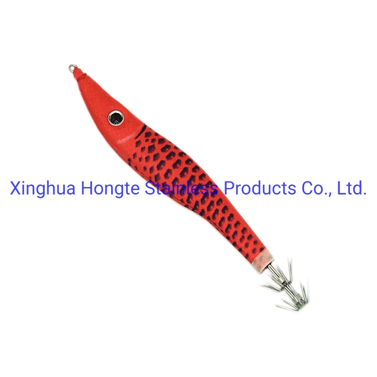 3.5# Lead Body Wood Shrimp Deep Sea Squid Jig Fishing Lures 14cm 80g