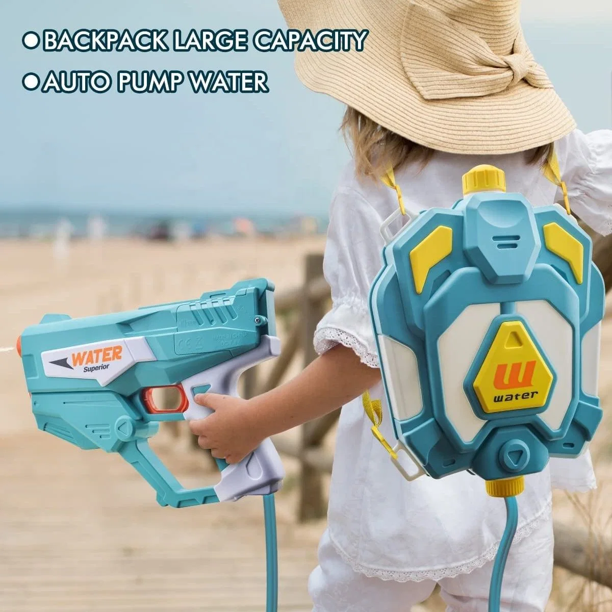 Automatic Electric Water Gun 40+ FT Long Range Auto Pump Water Squirt Guns 1350cc Backpack Large Capacity Water Gun Toy for Adults