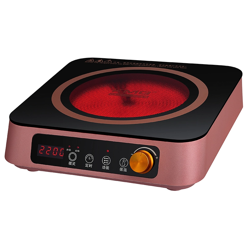Fogão elétrico de 2200 W com cerâmica, toque de queimador único e controlo por botão Fogão de infravermelhos