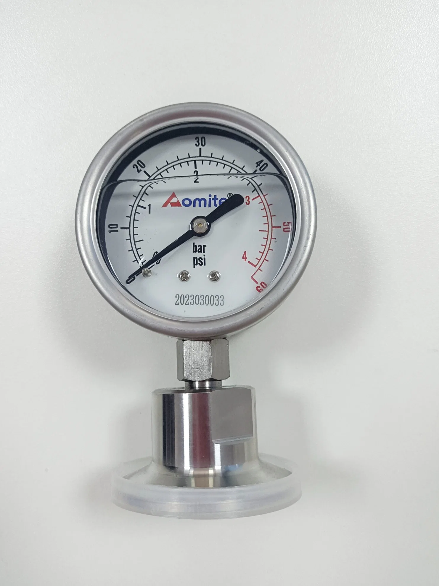 Aomite Stainless Steel 304 Triclamp Hydraulic Pressure Test Gauges