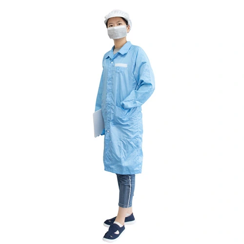 5mm Stripe Reusable Lab Workshop Protective Working Clothing Clean Room ESD 3/4 Smock Anti Static Gown