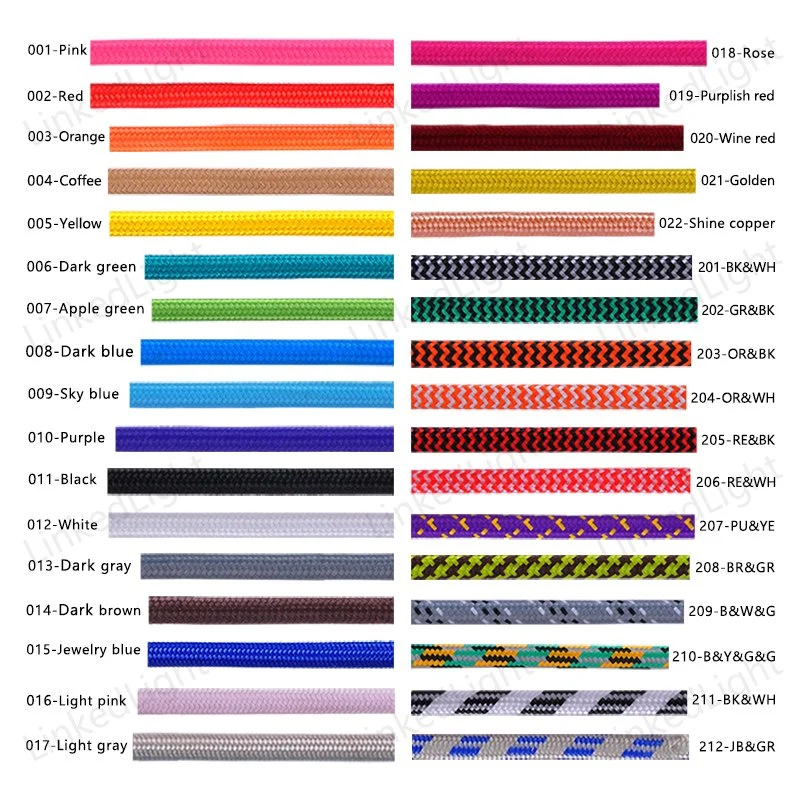 Colorful VDE Cloth Cotton Braided Fabric Woven Power Cord