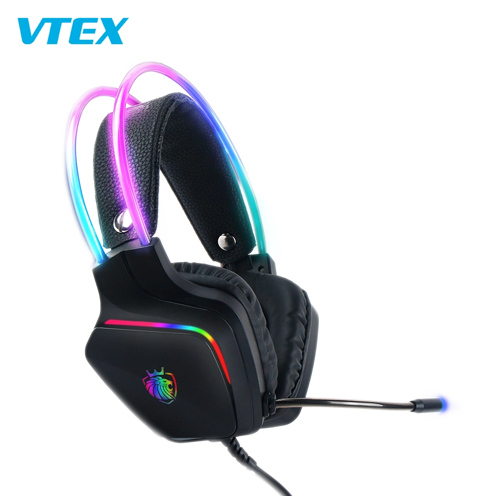 High Quality PC Noise Cancelling Wired Computer USB OEM Earphone Dynamic RGB Lighting Headset Headphones
