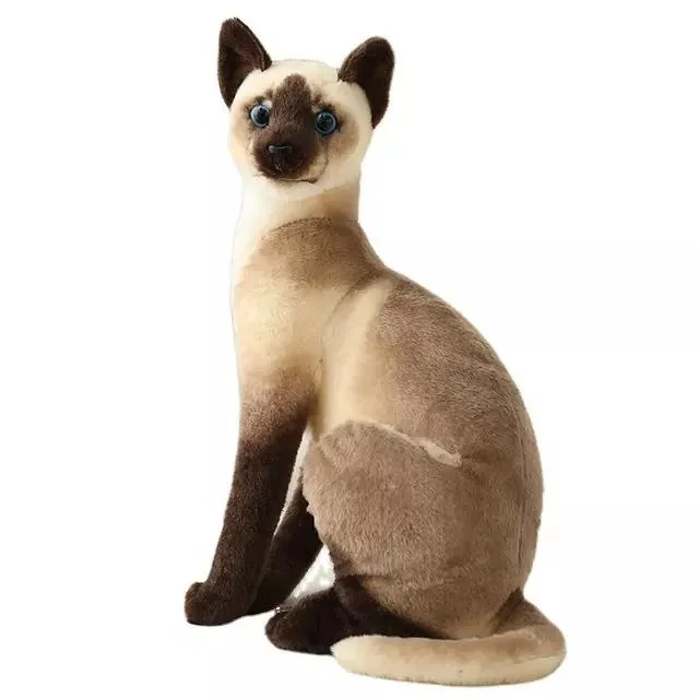 Фаршированные естественный сиамских кошек мягкие игрушки моделирование Cute Cat кукла Пэт игрушки интерьер подарок