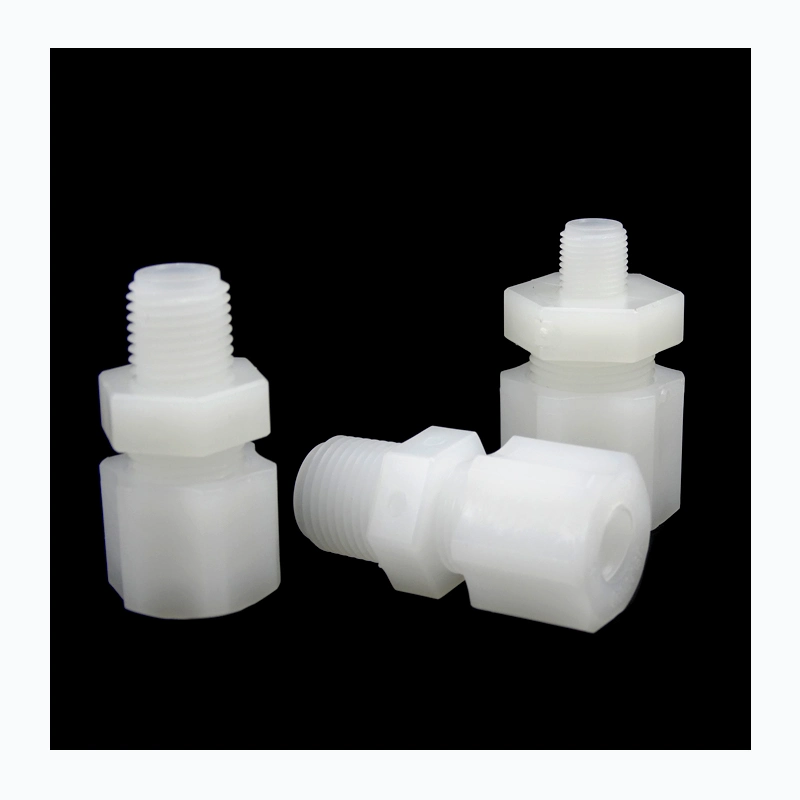 PVDF Tube Fitting Adaptor Male Straight Original Factory PVDF Double Ferrules Compression Male Connectors Plastic Joint