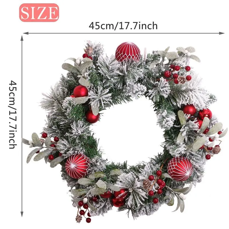 Bow Xmas Artificial Red Berries Christmas Door Wreath Decoration with Light