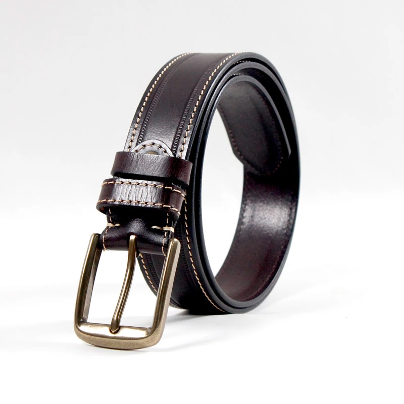 Pin Buckle Custom Logo Mens Luxury Accessories Cow Leather Belt