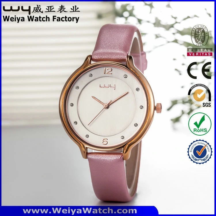 Fashion Leather Strap Watch Quartz Ladies Wrist Watches (Wy-052D)