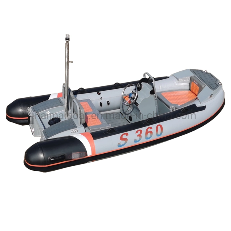 China 11.8FT 3.6m Offshore Rescue Boat Fishery Angling Boat EVA Floor Fast Speed Training Boat Multi-Purpose Inflatable Boat with CE