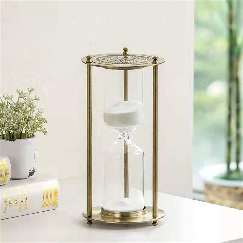 Factory Wholesale/Supplier European Retro Metal Three Columns Ornaments Home Accessories Gift Timer Hourglass