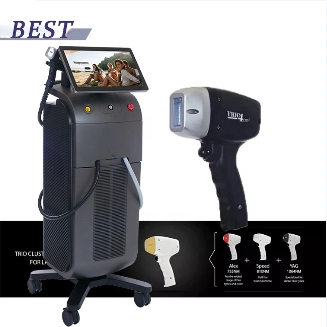 Triple Wavelength Painless 755 810 1064nm Alexandrite Laser Hair Removal Machine Beauty Salon Beauty Equipment