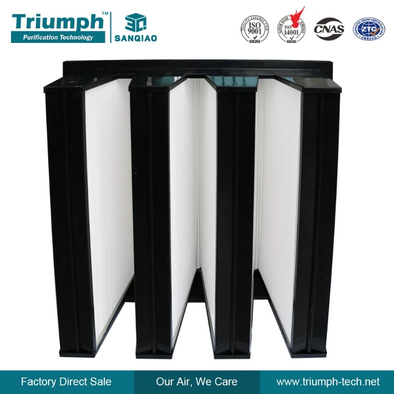 Large Air Flow Bank W-Type Combined F6-F9 HEPA Air Filter for Air Conditioning and Ventilation