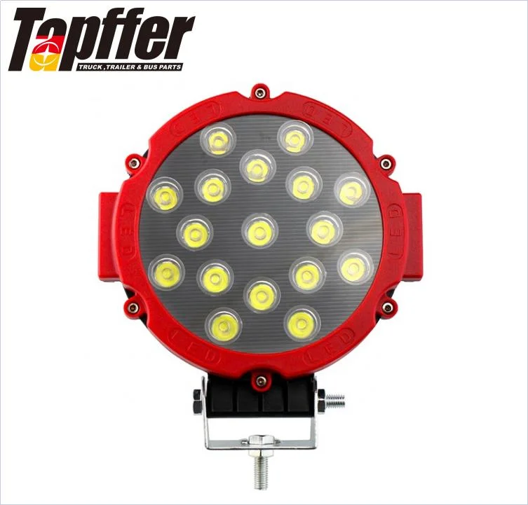 51W 7 Inch Car Round LED Work Light 12V High Power Spot Light for 4X4 Offroad Truck Tractor ATV SUV Driving