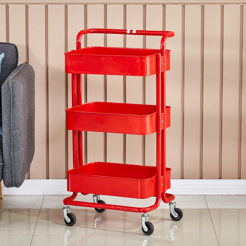 Hot Sale Movable Colorful Home Racks Kitchen Metal Rolling Storage Cart Trolley Storage Cart