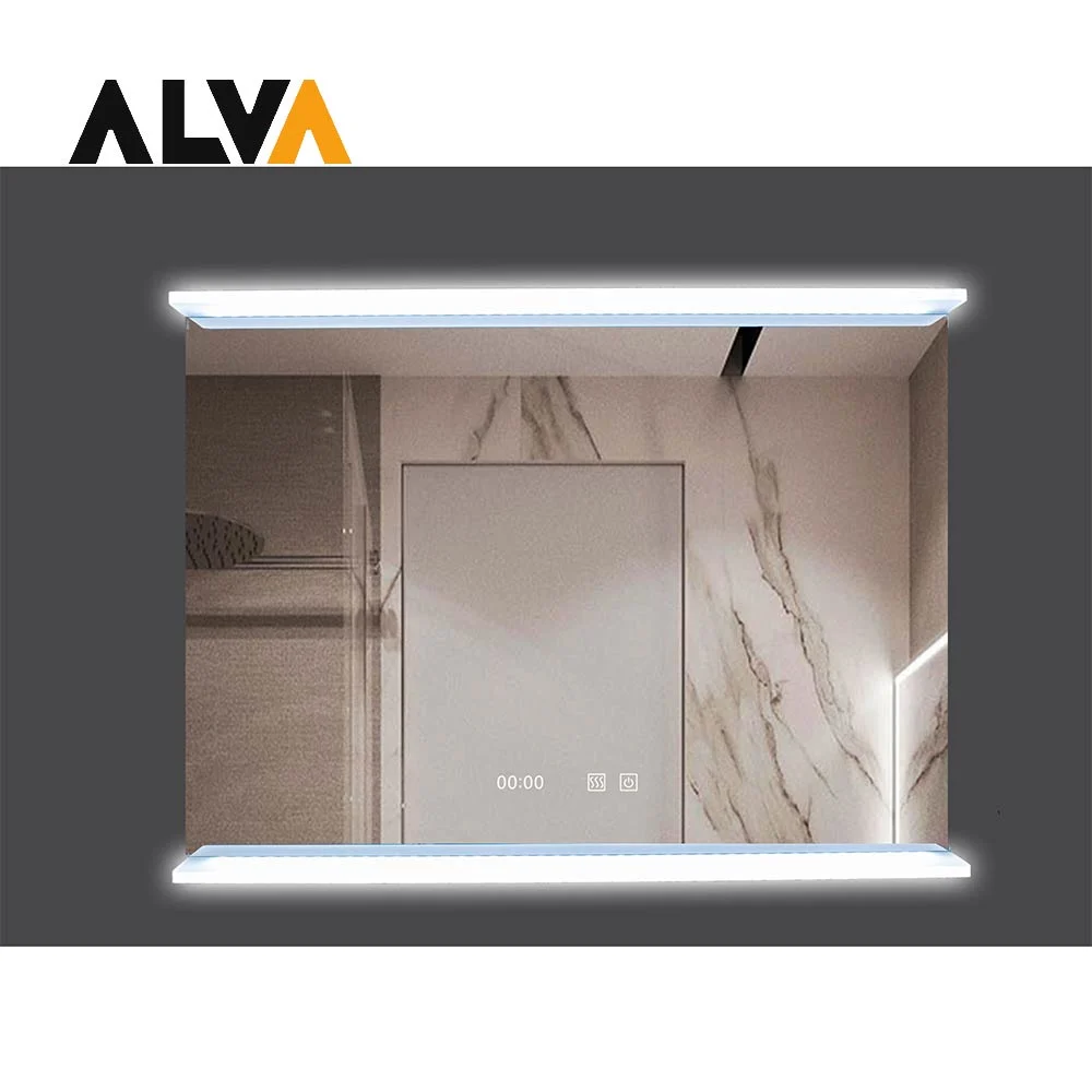 Hotel Home Decoration Wall Mounted LED Mirror Lamp 3CCT LED Clock Temperature Display Smart Touch on/ off Bathroom Mirror Makeup Mirror