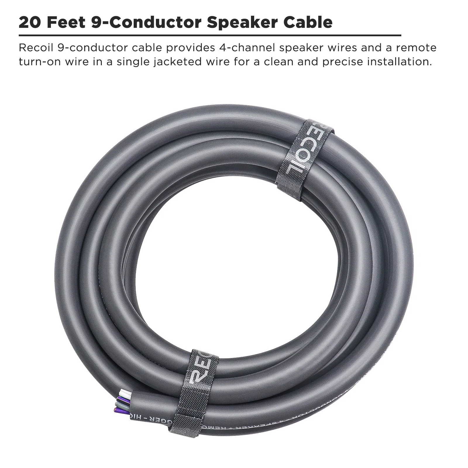 Cabo de altifalante Edge Sw9c16-20 20-Feet 9-Conductor, 16AWG Pure OFC, revestimento de Peel Ultra-Flex e Easy, fio de coluna de 4 canais e fio remoto