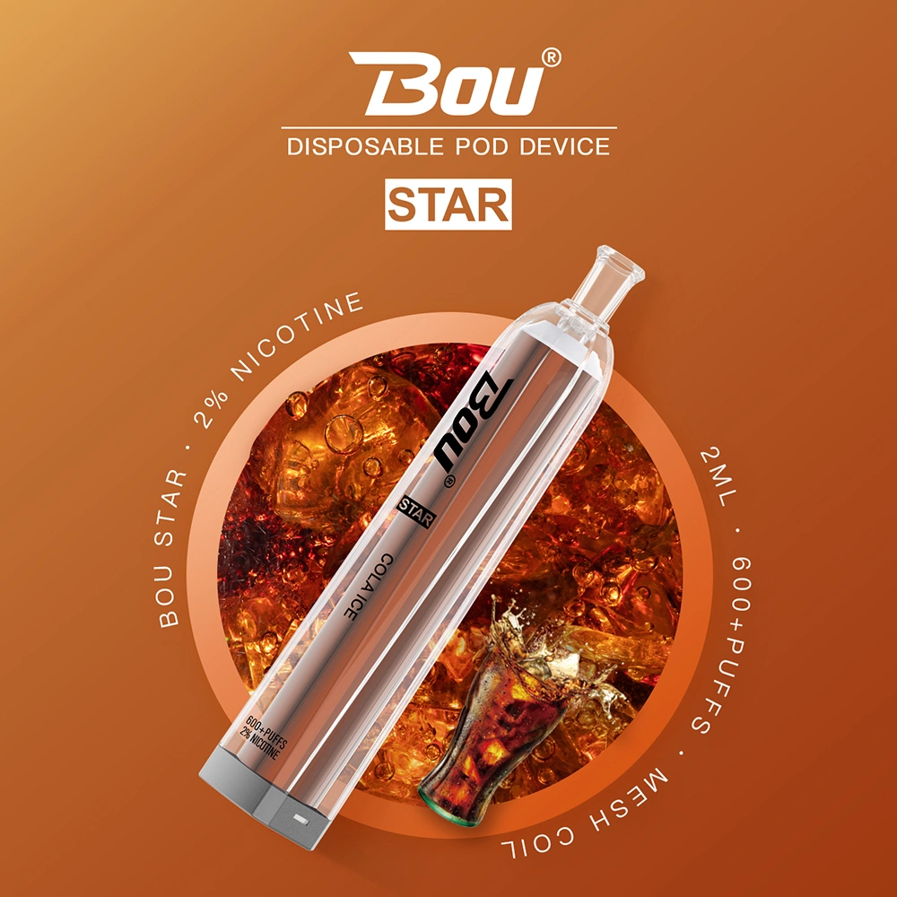 Bou 600 Puff Wape 500 mAh E Cigarette Disposable Crystal Vapes Hot Selling in France Germany Poland