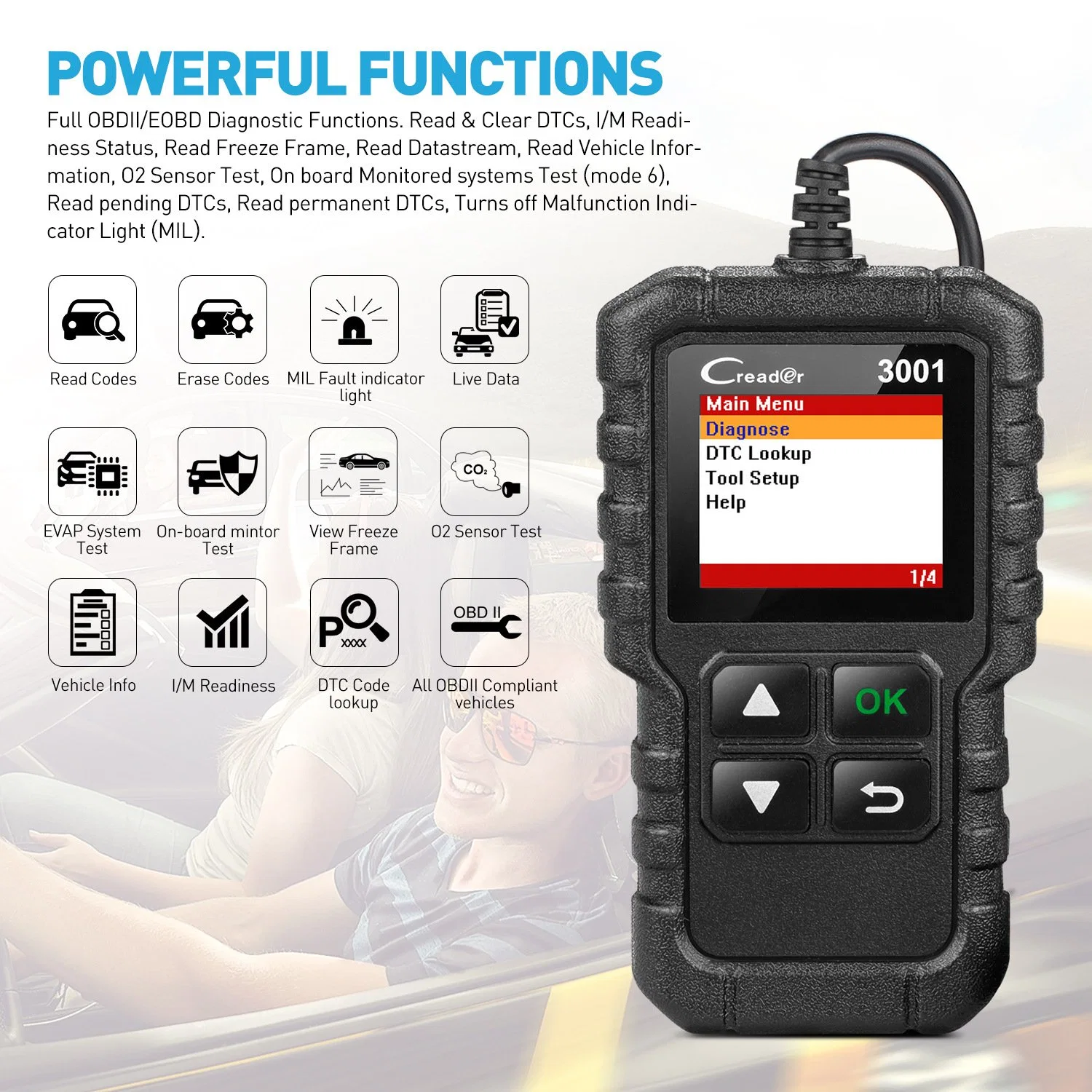 Lancer le lecteur de code Outils de lecture de voiture Cr3001 EOBD OBD2 Code Lecteur scanner outil d'analyse des défauts de la voiture outil de diagnostic pour moteur automobile