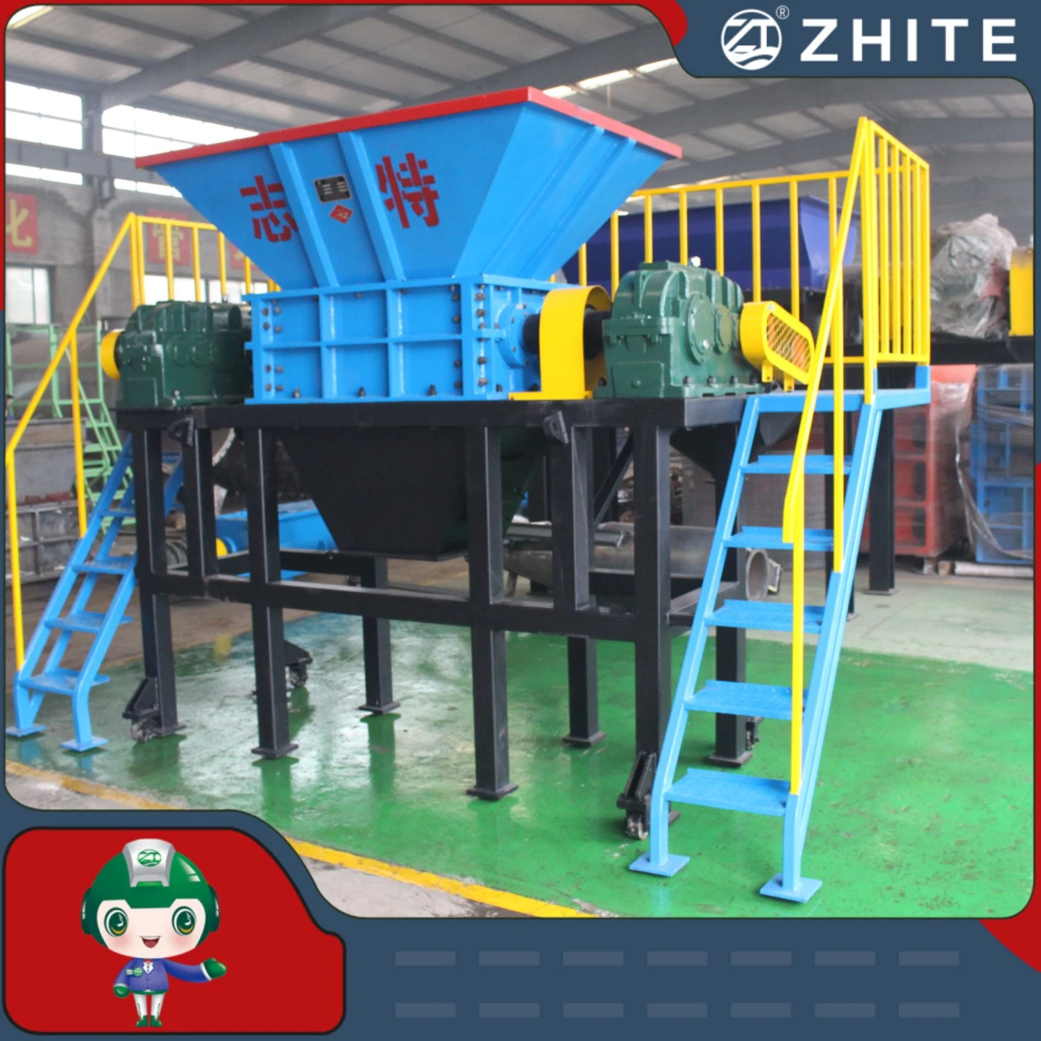 Plastic/Tire/Metal/Waste/Glass/Drum Double Shaft Shredder Wood Two Shaft Crusher