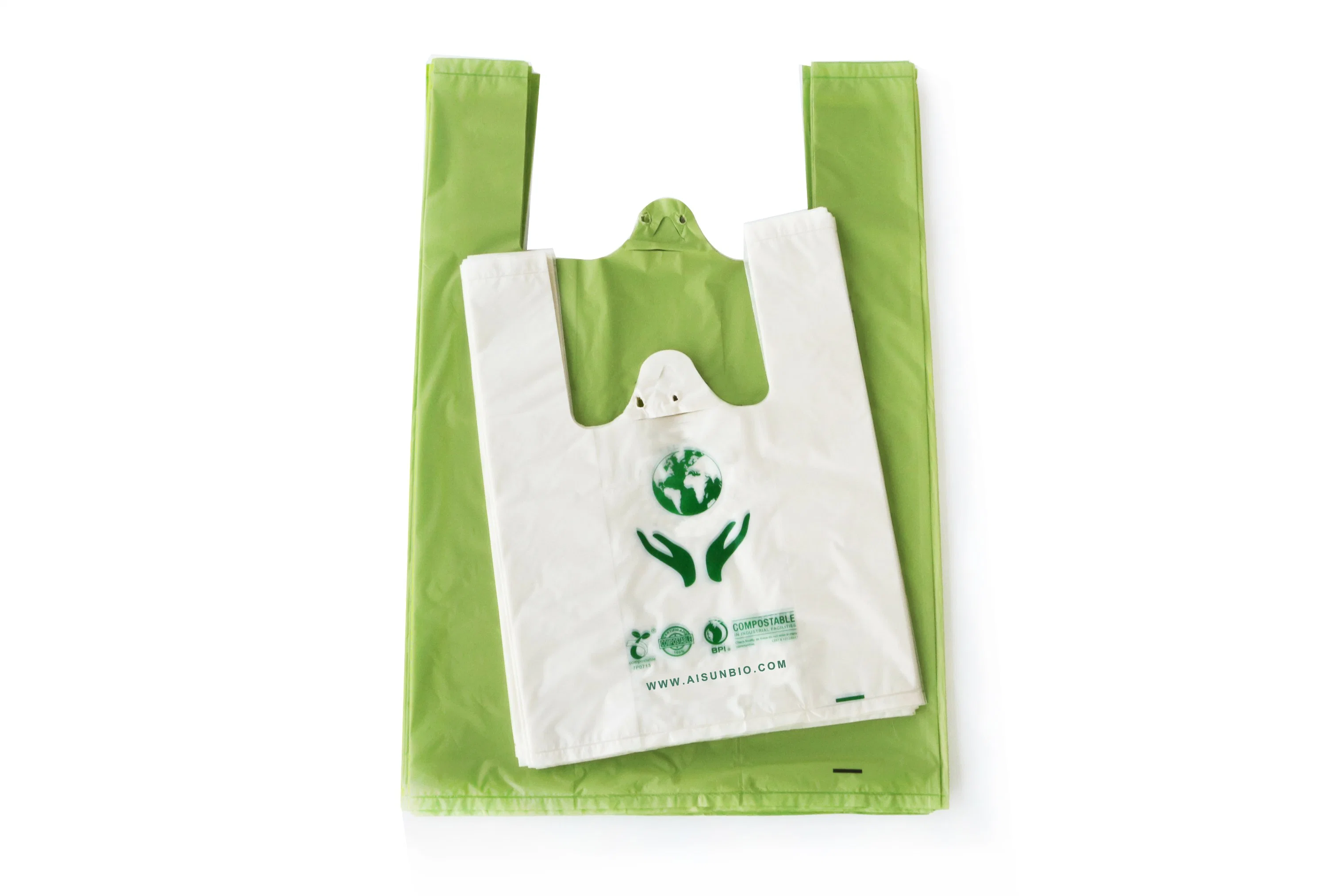 Eco Friendly 100% Biodegradable Plastic Shopping Corn Starch Compostable Bags with En13432/ASTM-D6400 Standard Pbat/PLA TUV Ok