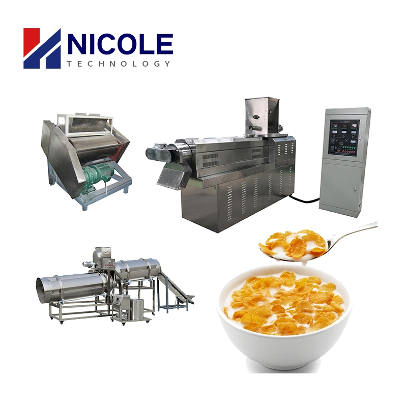 Electric Wheat Rice Corn Flakes Product Line Manufacturer Breakfast Cereal Making Machine