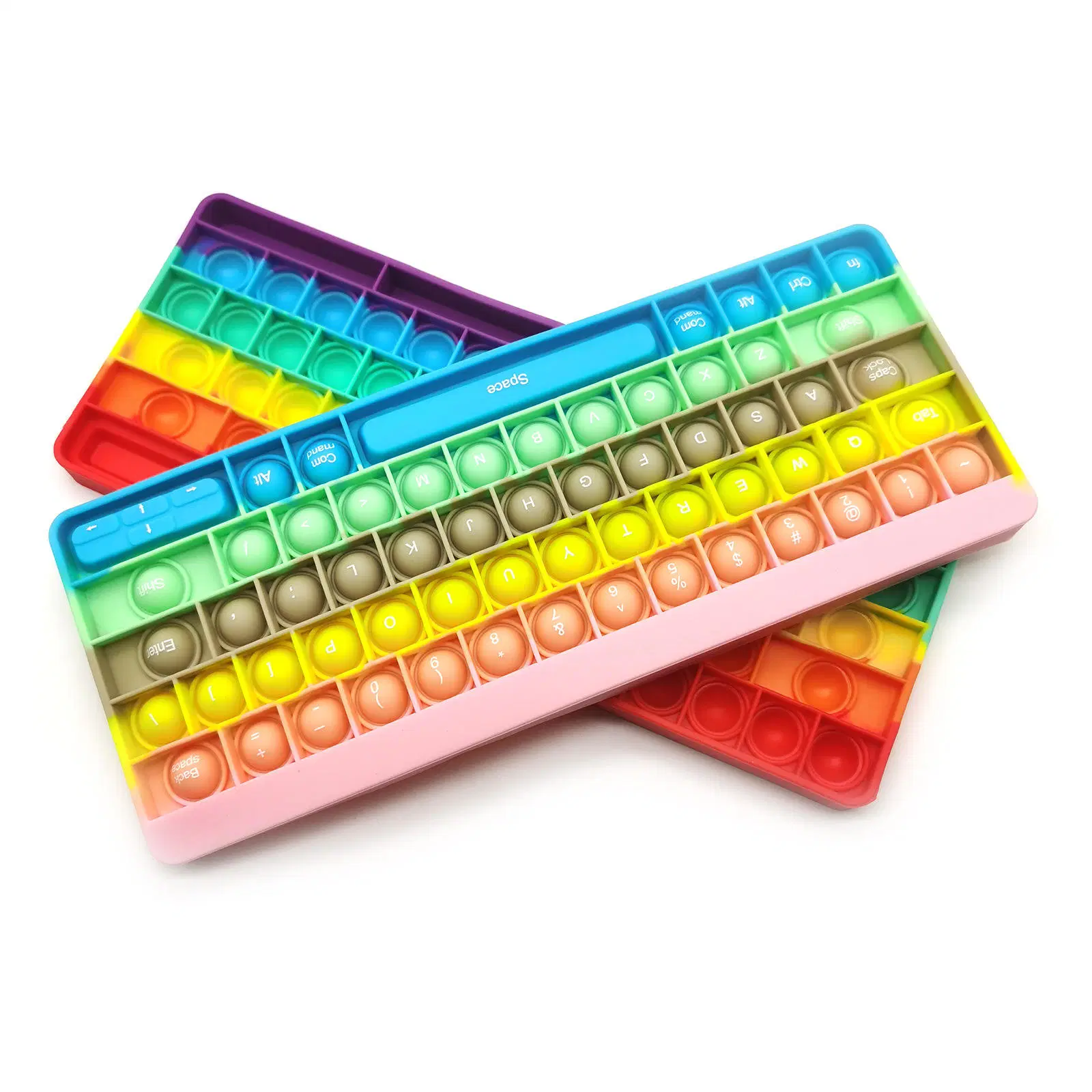 Rainbow Push Bubble Fidget Toys Multi Color Keyboard with Words Toy for Children Desktop Antistress Toys