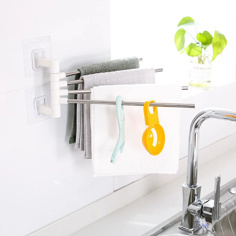 Wall Mounted Rotating Punch Free Multifunction Kitchen Bathroom Bath Swivel Swing Towel Bar Hanger