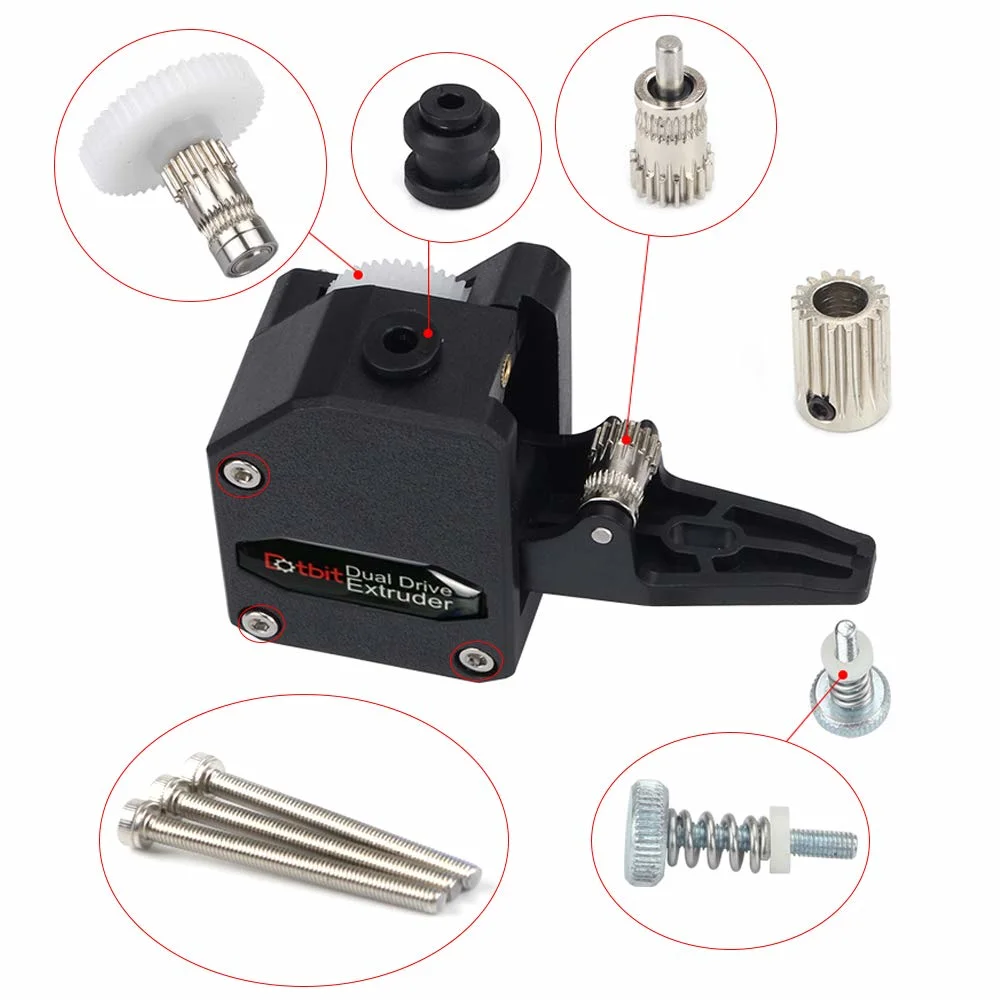 3D Printer Accessories Dual Drive Extruder Black New Design Precision CNC Machining Milling Products