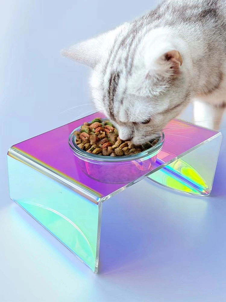 Acrylic Colorful Laser Pet Food/Water Bowl Pet Feeder