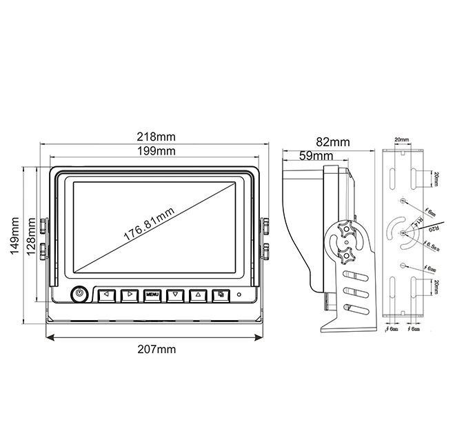 Backup Camera Monitor Kit Split Screen 7" LCD Reversing Monitor for Trucks/Bus/Trailer/Campers